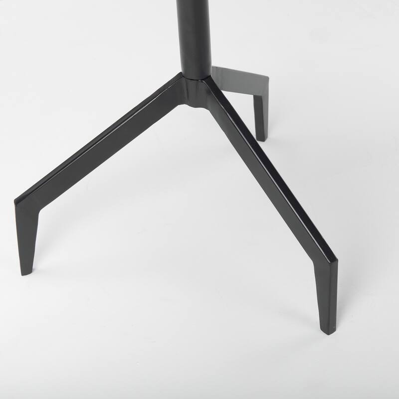 Serre White Marble Top With Black Metal Base Round Side Table