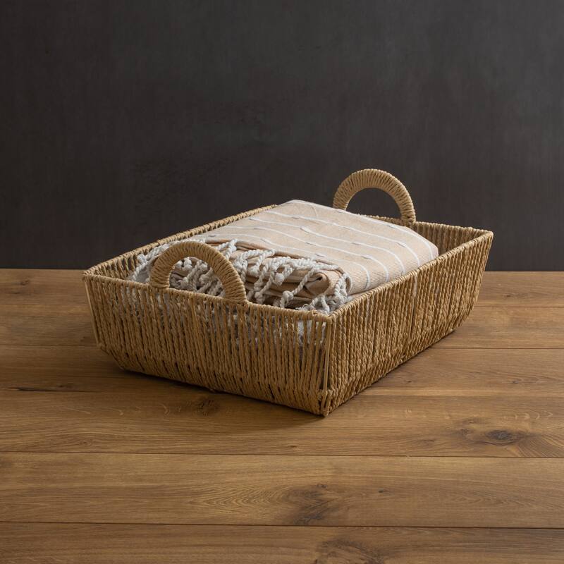 Simplify Vertical Weave Storage Basket with Round Handles