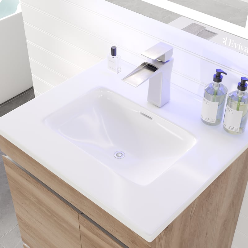 Eviva Petite 24"W x 18"D Bath Vanity with White Porcelain Countertop