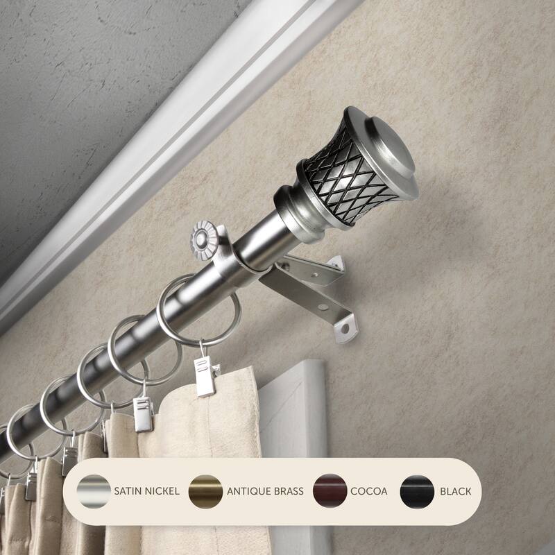 InStyleDesign Simona Adjustable Curtain Rod 13/16 inch dia. - 28 to 48 inches - Satin Nickel