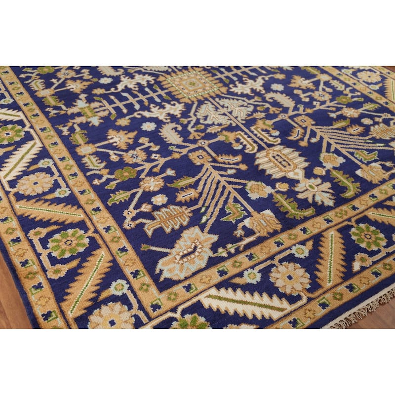 All-Over Blue Oushak Oriental Area Rug Handmade Wool Carpet - 7'11"x 9'9"