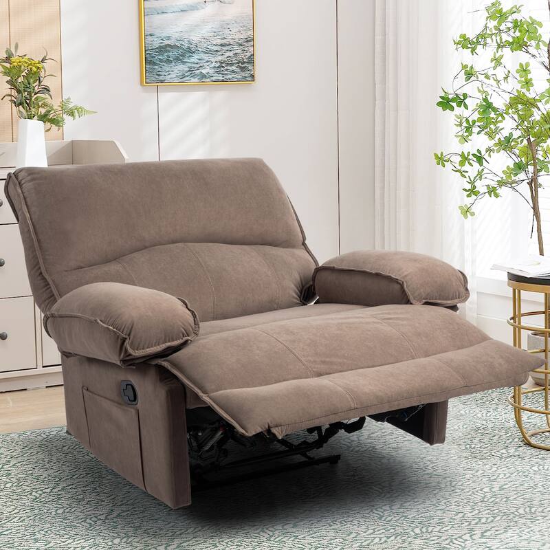 Oversized Manual Recliner Chair, Push-Back Velvet Recliner with Massage and Pillow Top Arms, for Living Room/Office