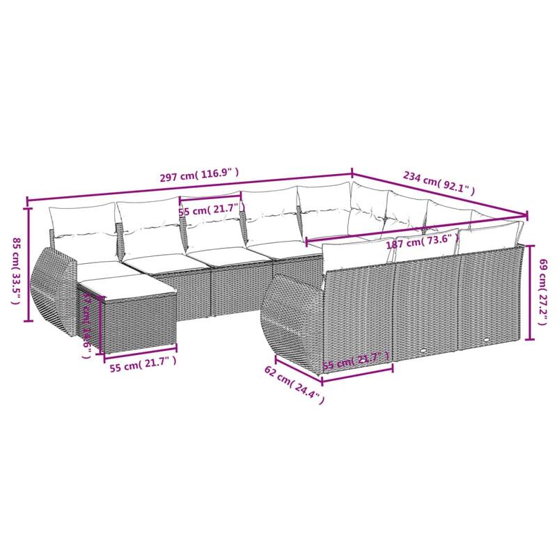 vidaXL Garden Sofa Set Black