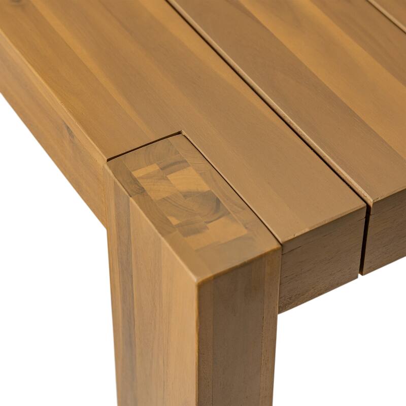 Outdoor Patio Dining Table Set for 6 - Person with Umbrella Hole Acacia Wood and Removable Cushions