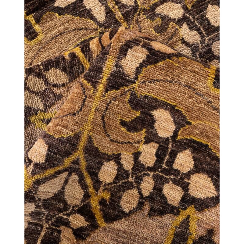 Overton Hand Knotted Wool Vintage Inspired Modern Contemporary Arts & Crafts Beige Area Rug - 5' 10" x 9' 4"