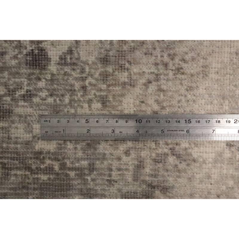 Hand Knotted Oriental Viscose Silk Carpet Modern Pictorial Greys & Charcoal Abstract Area Rug - 7' 9'' X 5' 6''