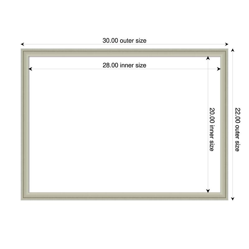 Amanti Art Florence Gold Framed Dry Erase Magnetic Board - 30 x 22 in - Florence Silver