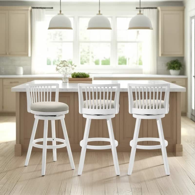Harper Modern Swivel Bar Stool, Upholstered Counter Height Chair with Solid Wood Frame
