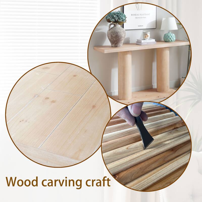 59 inch Modern Minimalist Wooden Console Table Column Pedestal Design Entryway Living Room