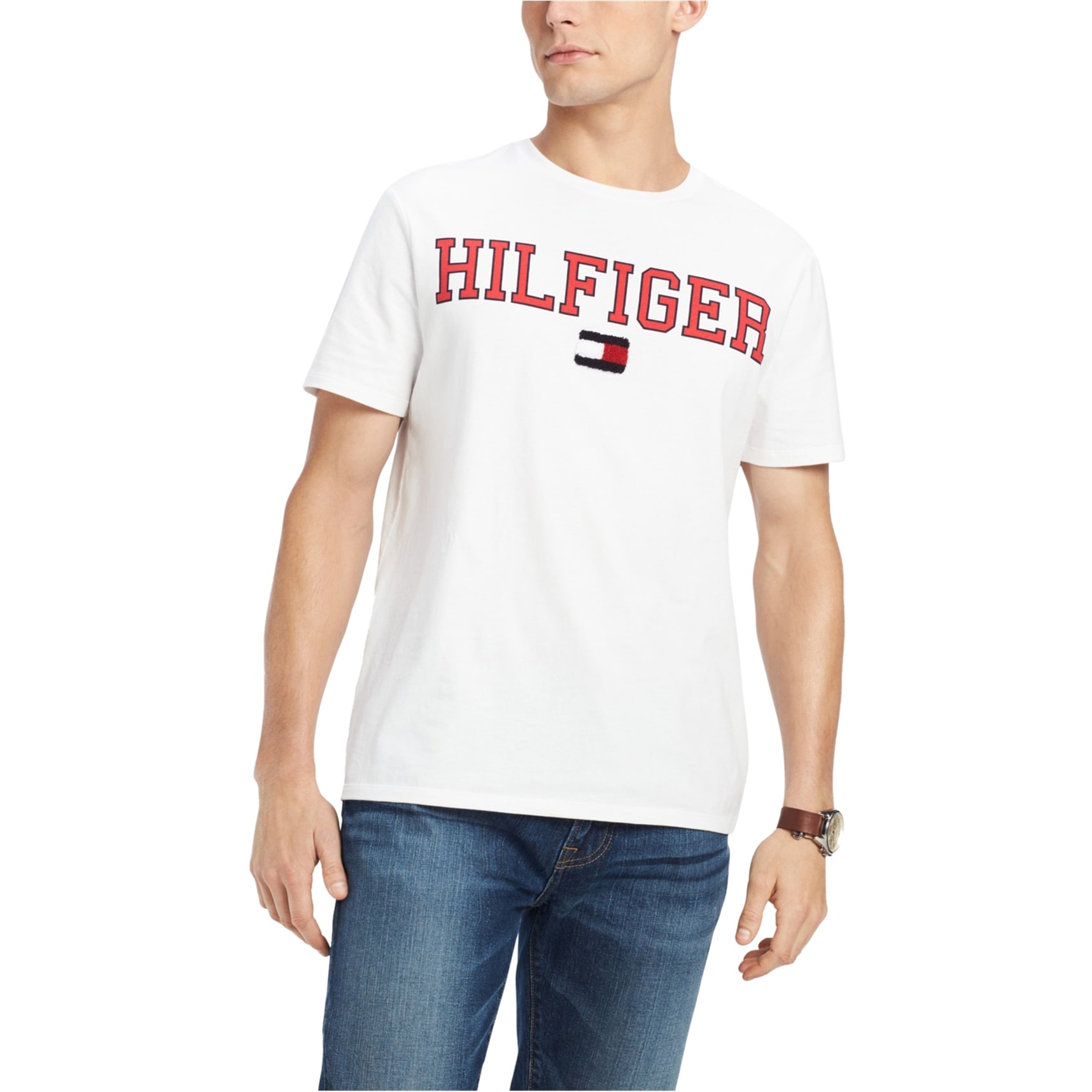 Tommy Hilfiger Mens Collegiate Logo Graphic T-Shirt, - Overstock - 29398290 - White Medium