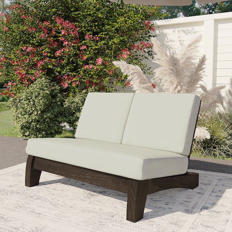 Sectional Wood Furniture 2 Seat Armless Patio Sofa - Loveseat/Separate cushion - White