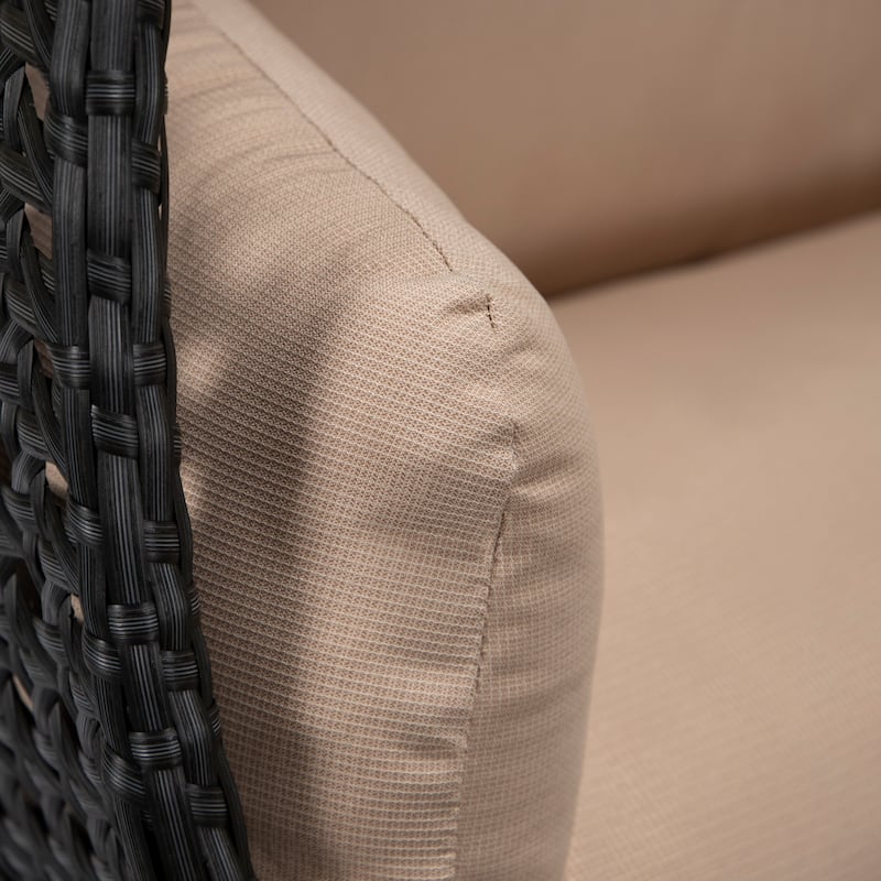 Patio 2-Person Hanging Egg Swing Chair Charcoal Wicker and Iron Frame Breathable Removable Cushion Covers by LeisureMod