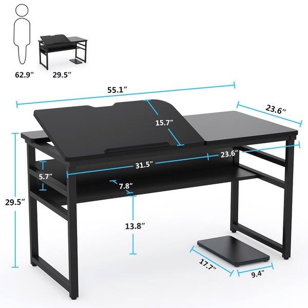 Shop Large Computer Desk With Storage Shelf Drafting Table Craft Drawing Desk On Sale Overstock 30387474