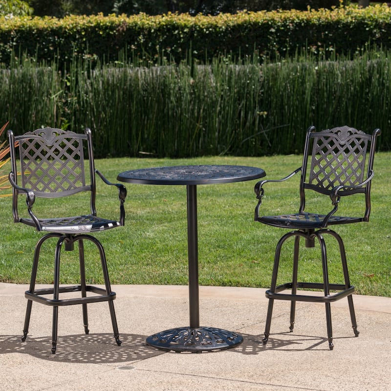 Arlana Outdoor 3-piece Aluminum Bar Set with Umbrella Hole by Christopher Knight Home