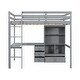 preview thumbnail 37 of 38, Full Size Loft Bed with Bulit-in L-Shaped Desk and Ladder, Wooden High Loft Bedframe with Storage Drawers and Shelves
