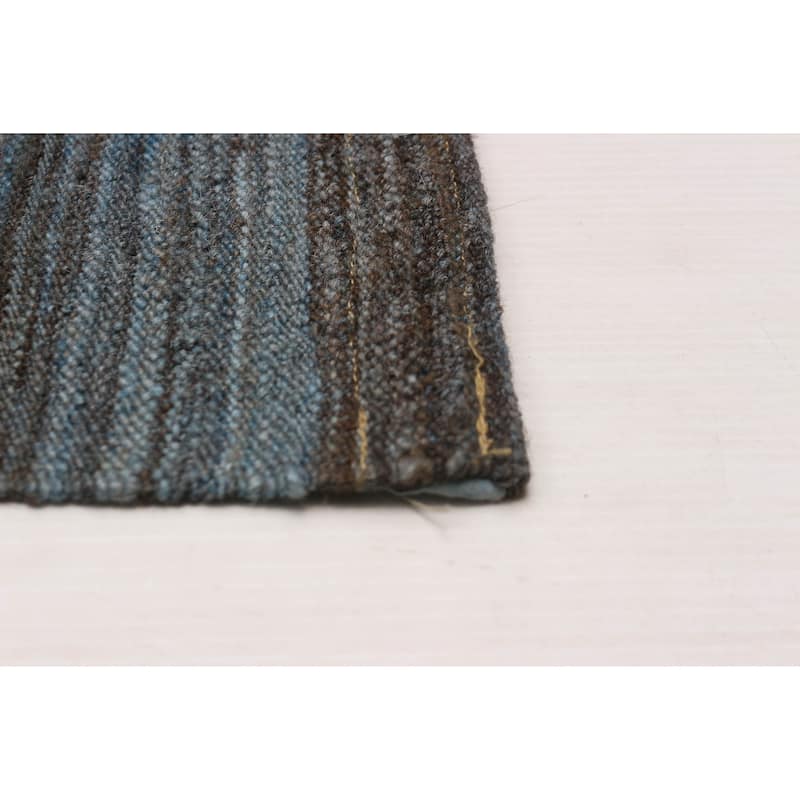ECARPETGALLERY Flat-Weave Boho Blue Wool Kilim - 13'3 x 13'0