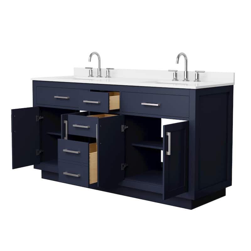 Beckett TK 66-inch Double Vanity, 3 Hole Quartz Top