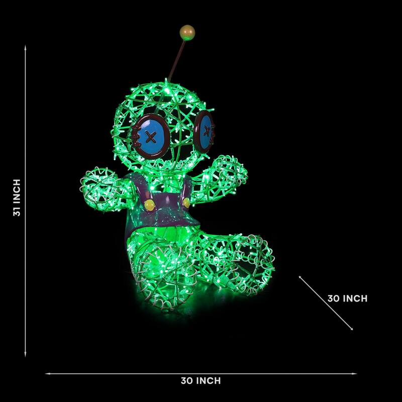 LED Lighted Boy Voodoo Doll Outdoor Halloween Statue - 31" - Green