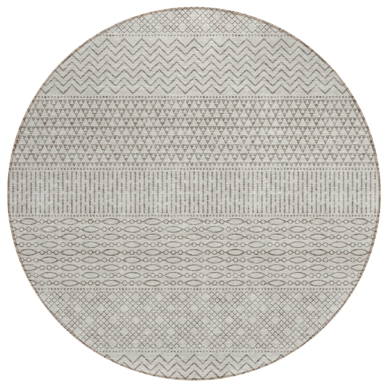 Machine Washable Indoor/ Outdoor Modern Stripes Chantille Rug