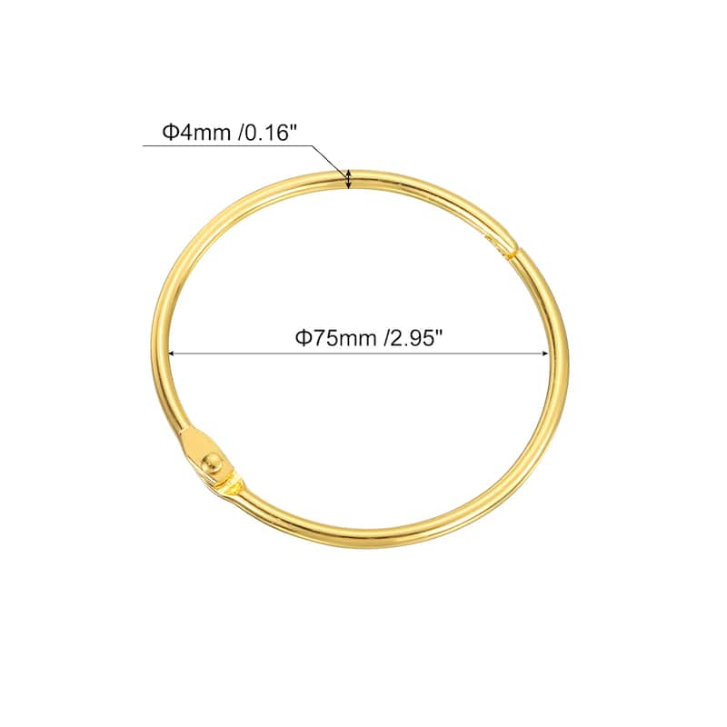 Shower Curtain Rings, 12pcs - Loose Leaf Binder Rings - Gold - 3 Inch