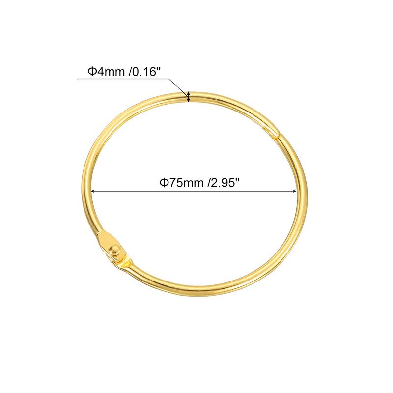 Shower Curtain Rings,15pcs Loose Leaf Binder Rings - Gold - 3 Inch