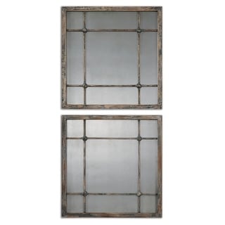Uttermost Saragano Set of (2) 19" Square Rustic Farmhouse Window Pane