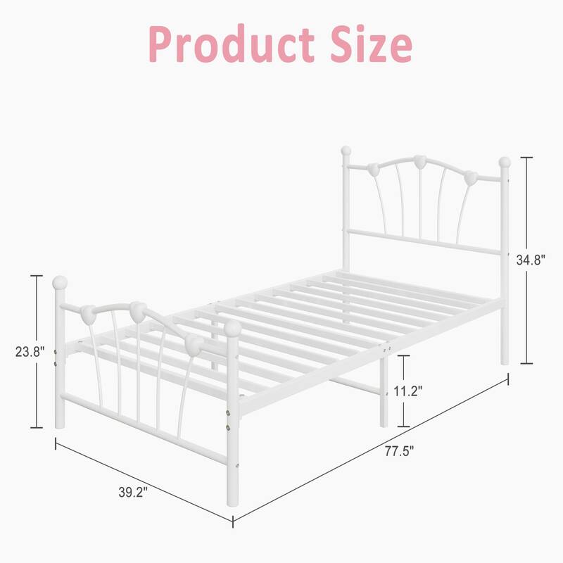 Heart Shaped Metal Bed Frame with Headboard and Footboard