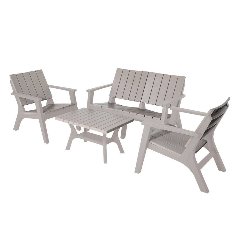 Enzo All Weather Water Resistant 4 Piece Patio Sofa Seating Set - Grey