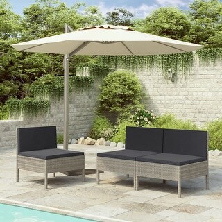 Patio Chairs 3 pcs with Cushions Poly Rattan Gray - Bed Bath & Beyond ...