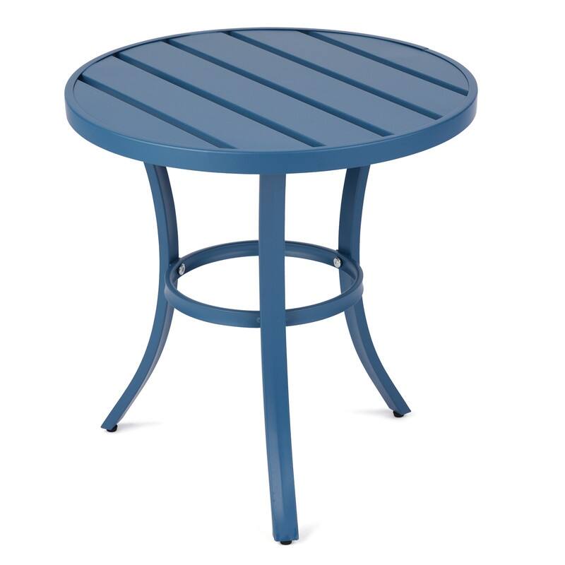 Metal Outdoor Round Side Table, Patio Coffee Bistro Table for Indoor Outdoor