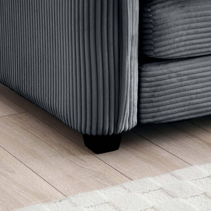Ottoman Footstool in Corduroy Fabric, Can be Used with 2 Seater Sofas, 3 Seater Sofas and 4 Seater Sofas - Grey
