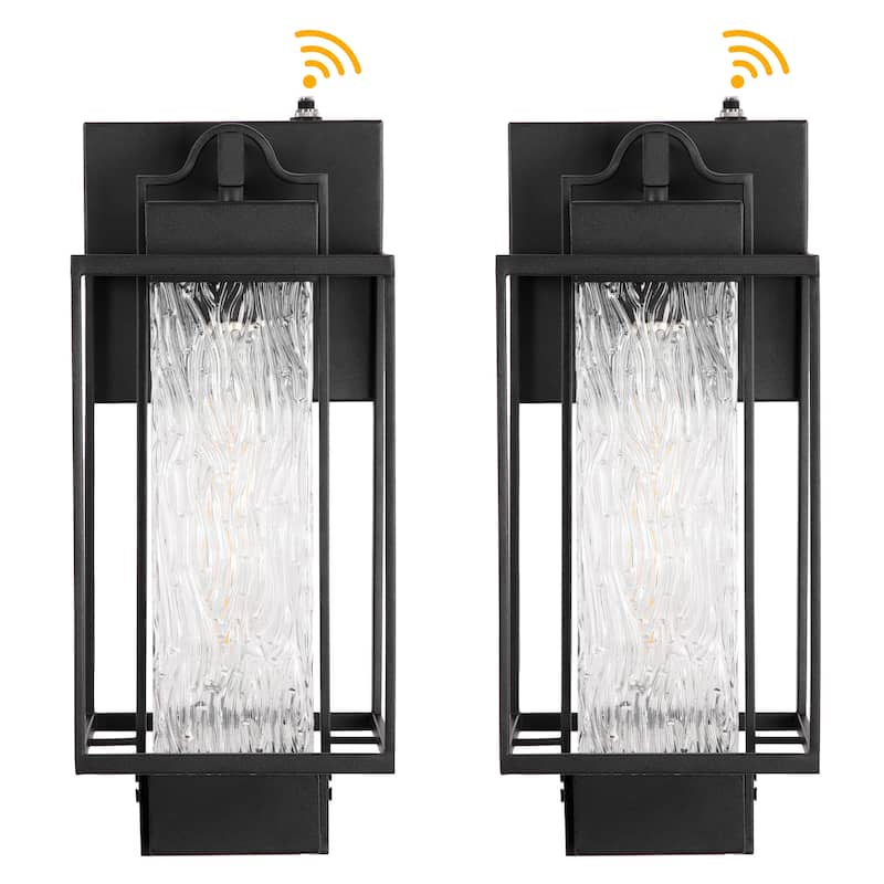 2 Pack Matte Black 1-Light Outdoor Wall Sconce Light Dusk to Dawn