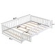 preview thumbnail 11 of 19, Queen Size Floor Bed with Door,Solid Wood Platform Bed Frame w/Fence White