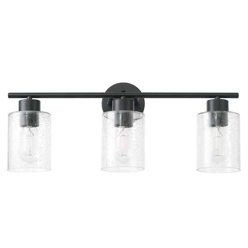 Bellevue Lydia 3 Light 23" Wide Bathroom Vanity Light with Seeded - Matte Black