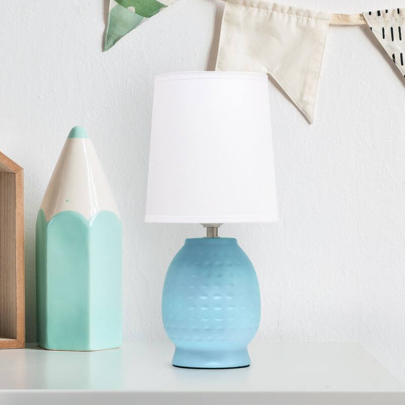 Petite Dimpled Ceramic Table Lamp with Tapered Shade - 12.5" - Blue
