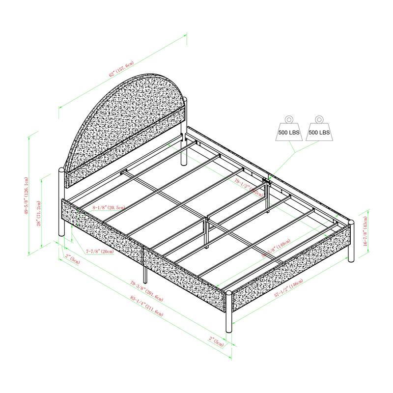 Middlebrook Designs Modern Arch Headboard Queen Bedframe