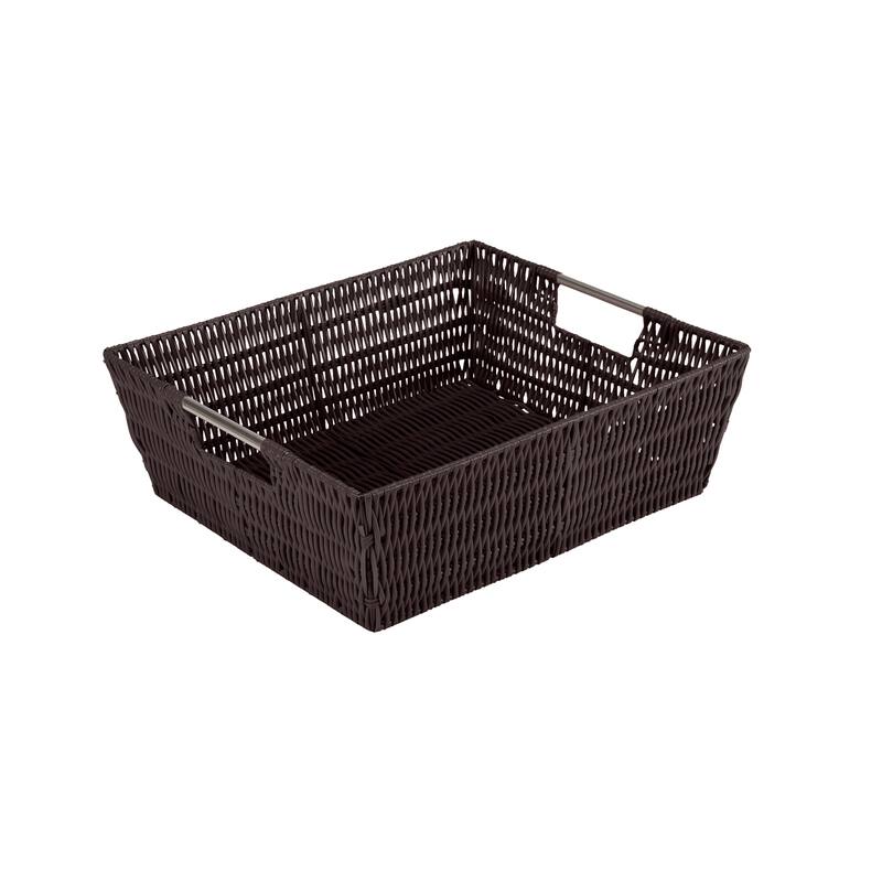 Simplify Shelf Storage Rattan Tote Basket in Charcoal - 15"x 13"x 5" - Brown