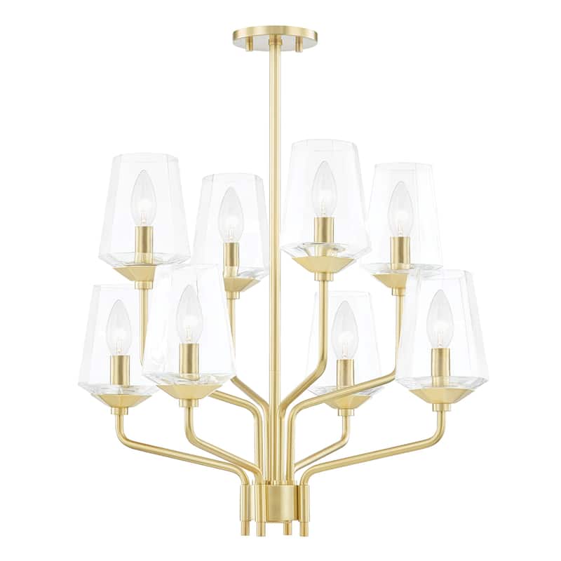 Mitzi by Hudson Valley Kayla 8-Light Chandelier with Clear Glass - Aged Brass