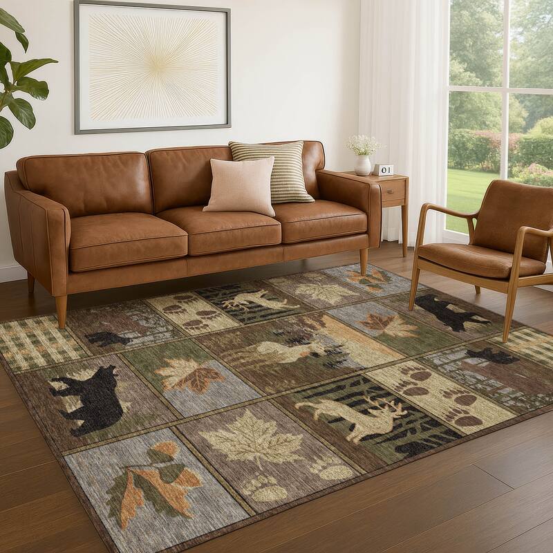 Machine Washable Indoor/ Outdoor Lodge Impressions Chantille Rug