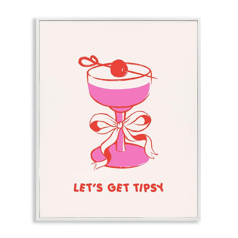 Stupell Let's Get Tipsy with Glass Framed Giclee Art Design By House of Lulu - 24 x 30 - White