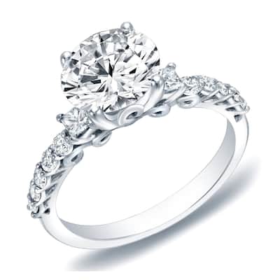 Auriya 14k Gold Vintage 3-Stone Diamond Engagement Ring 1 2/5ctw Certified