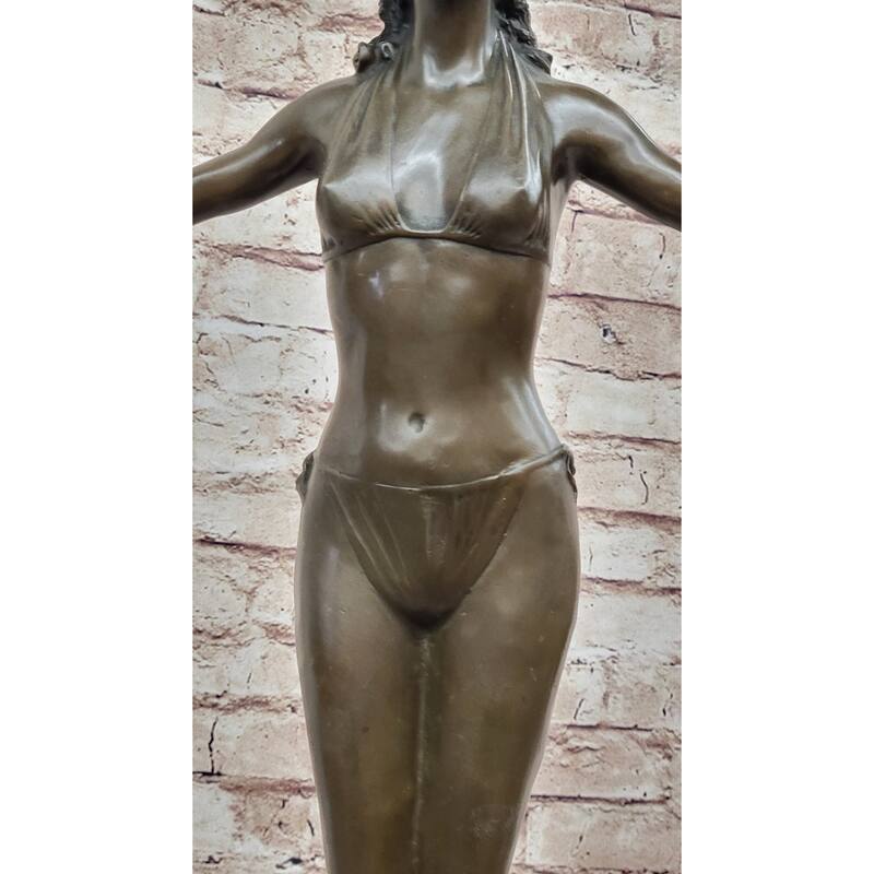 Hand Made Chiparus Gorgeous Woman Diver On Rock Bronze Sculpture Statue
