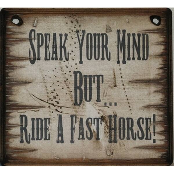 Shop Cowboy Signs Wood Wall Hanging Rustic Speak Ride Fast White