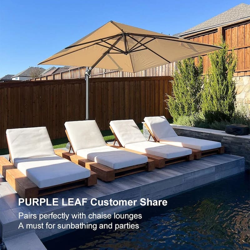 PURPLE LEAF 9 ft Square 360 Degree Rotation Patio Cantilever Umbrella