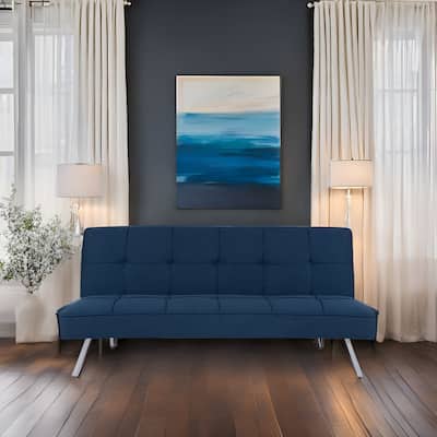 Modern Comfort Futon Sofa Bed - Tufted, Convertible, Linen Fabric, Sleeper Couch for Living Room or Guest Room
