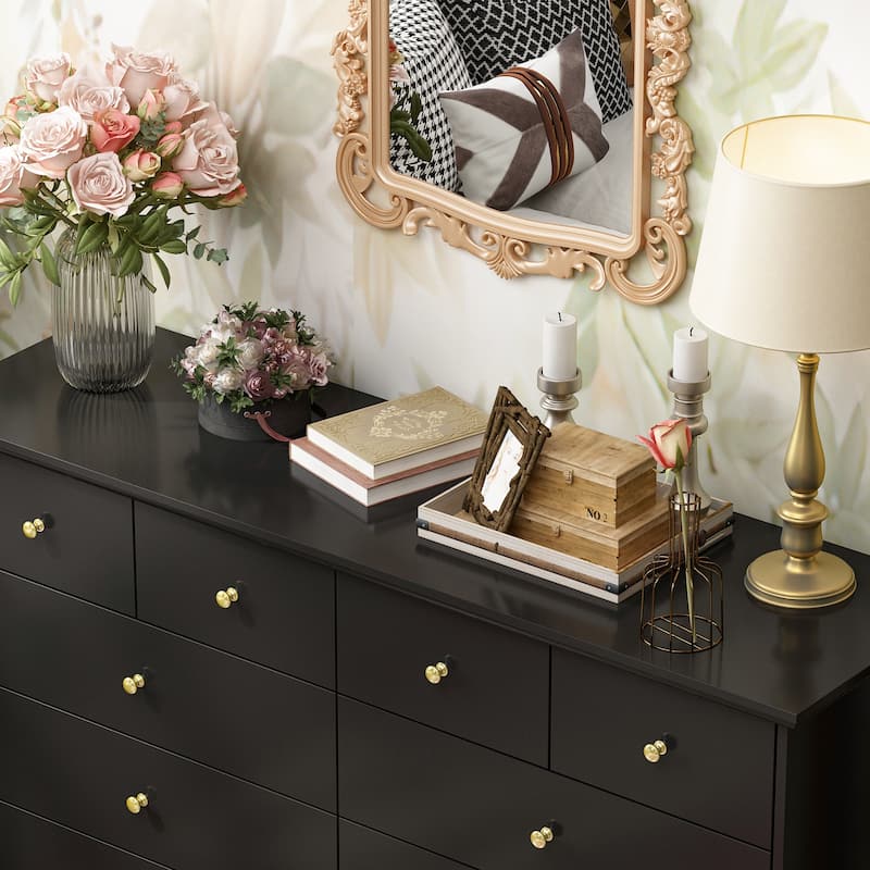 55.1"W Lacquer Dresser Long Dresser for Bedroom Chest of Drawers