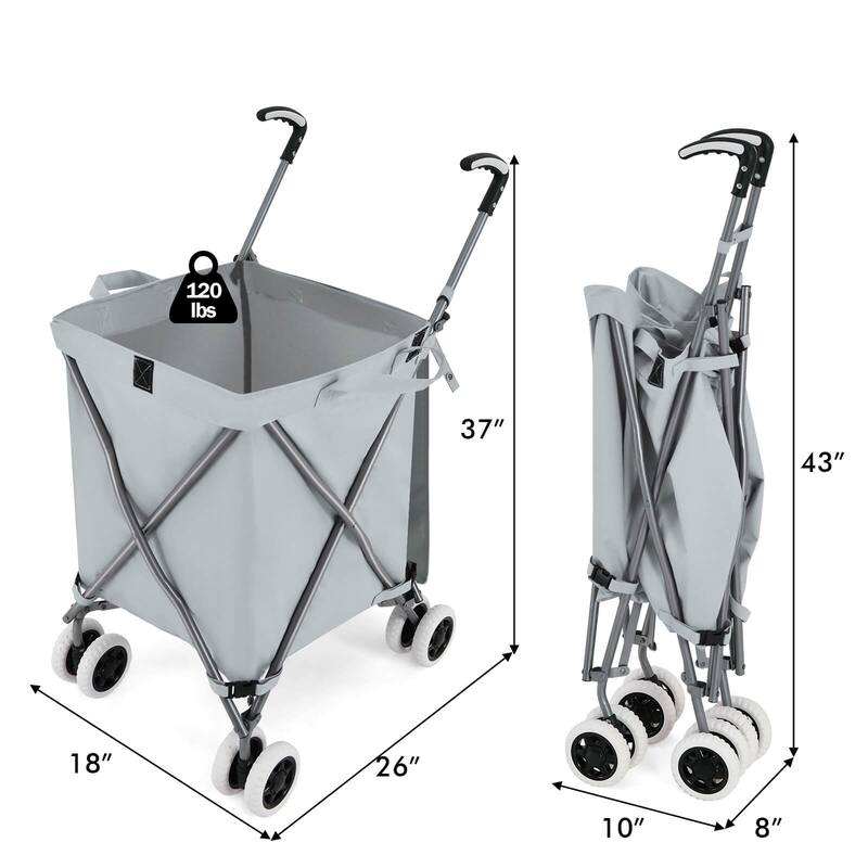 Costway Folding Shopping Cart Utility w/ Water-Resistant Removable