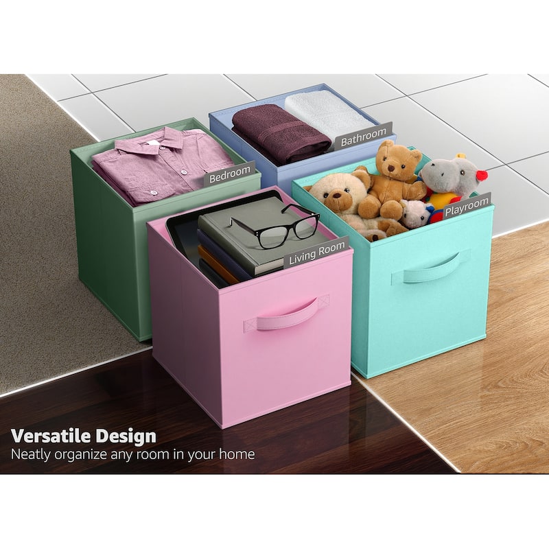 Sorbus Fabric Storage Bins 13" Set of 2 With 6 Foldable Storage Bins Foldable With Handles For Pantry, Cubbies, Toy Clothes- 6Pk