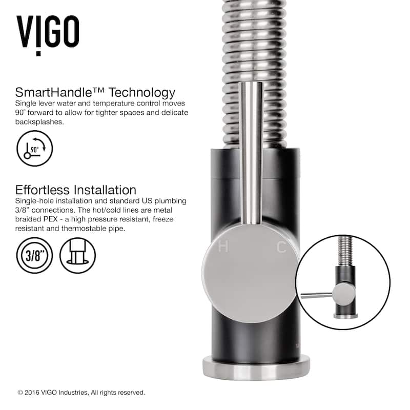 VIGO Edison 19" H Single Handle Pull-Down Sprayer Kitchen Faucet