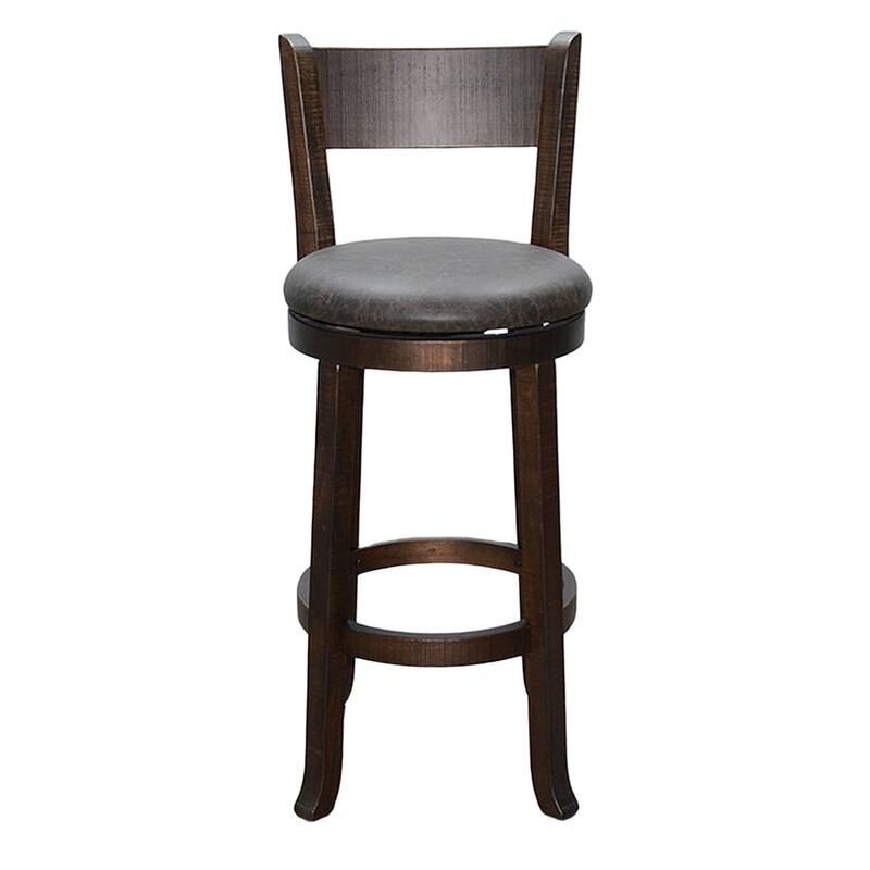 Flint Swivel Barstool Chair Set of 2, Faux Leather, Brown Mahogany